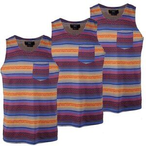 3 Pack Men's Striped Tank Top with Stylish Chest Pocket Modern and Casual Look